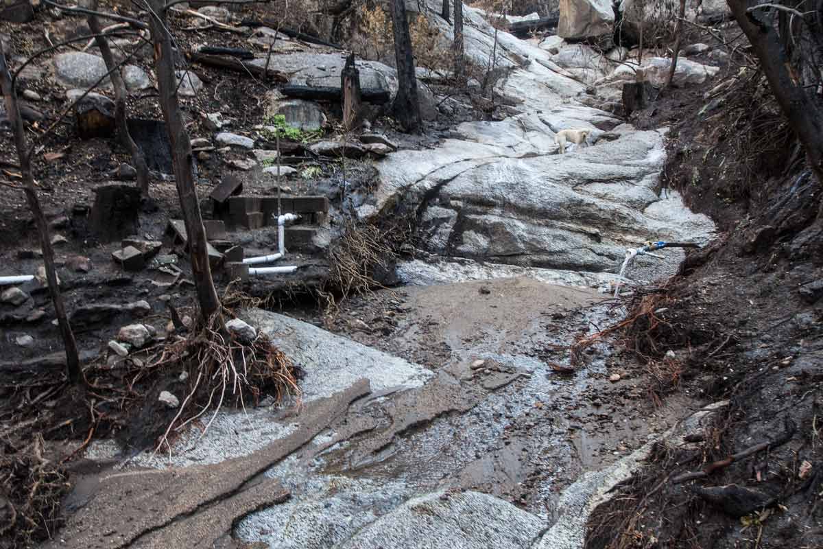 The broken plumbing at the well site.